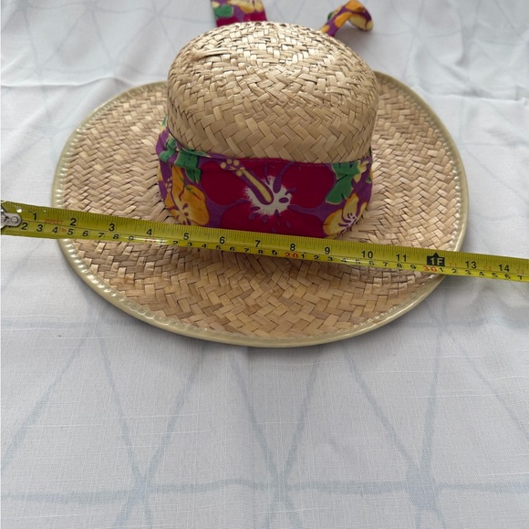 Floral Straw Hat with Colorful Band - Picture 5 of 7